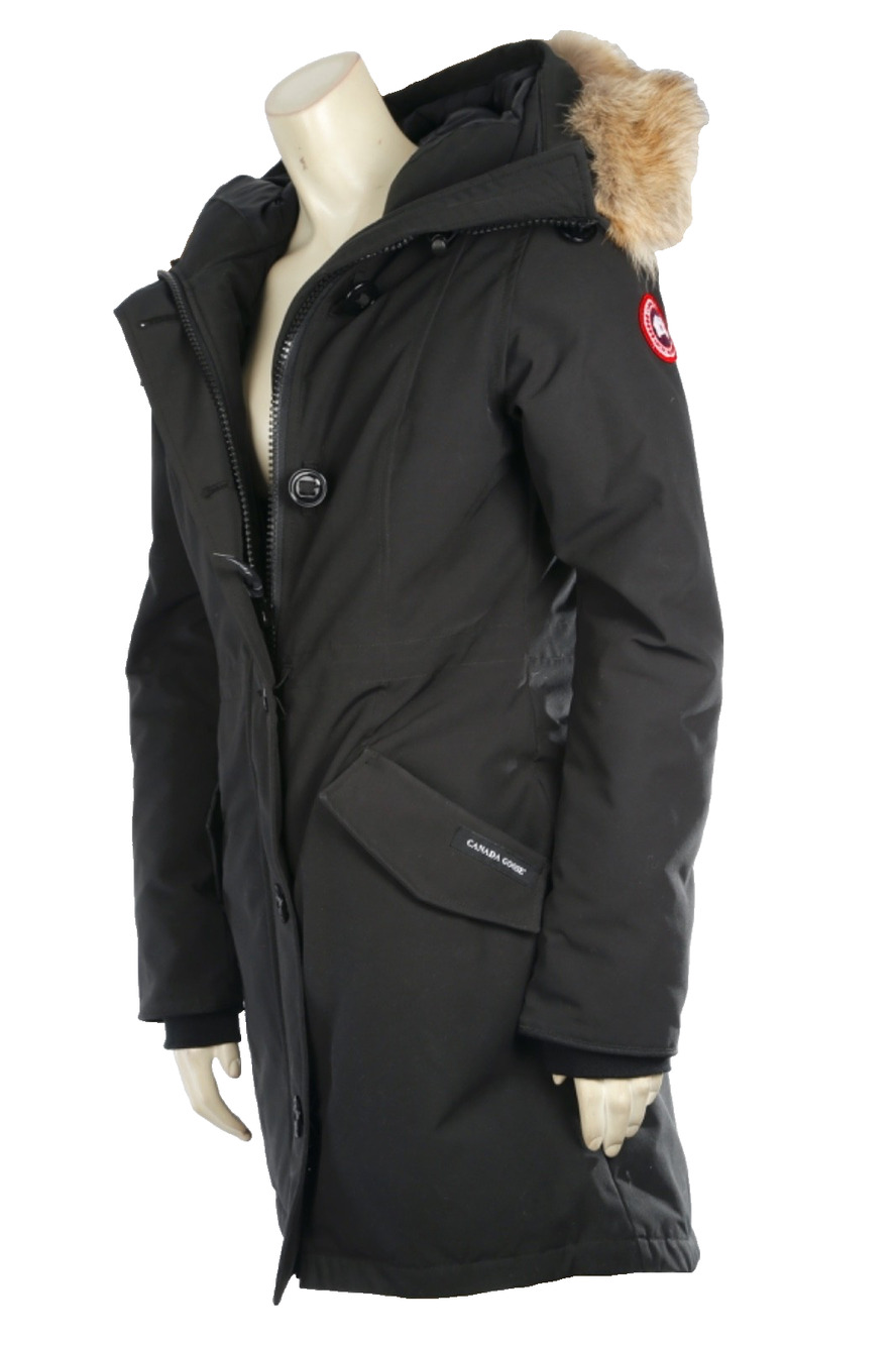Canada Goose Rossclair Parka Heritage Black Down Jacket Fur Hood Women Size S